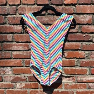 Vintage L’eggs ActiveWear rainbow bodysuit